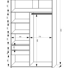 Шкаф-купе 1400 серии SOFT D1+D3+B2+PL1 (2 ящика+1штанга) профиль «Графит» | фото 3